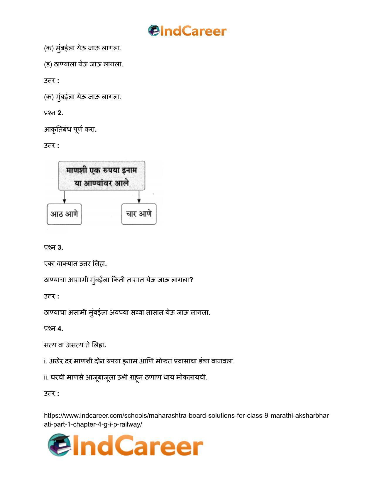 Maharashtra Board Solutions for Class 9- Marathi Aksharbharati (Part- 1): Chapter 4- जी. आय. पी. रेल्वे - Page 27