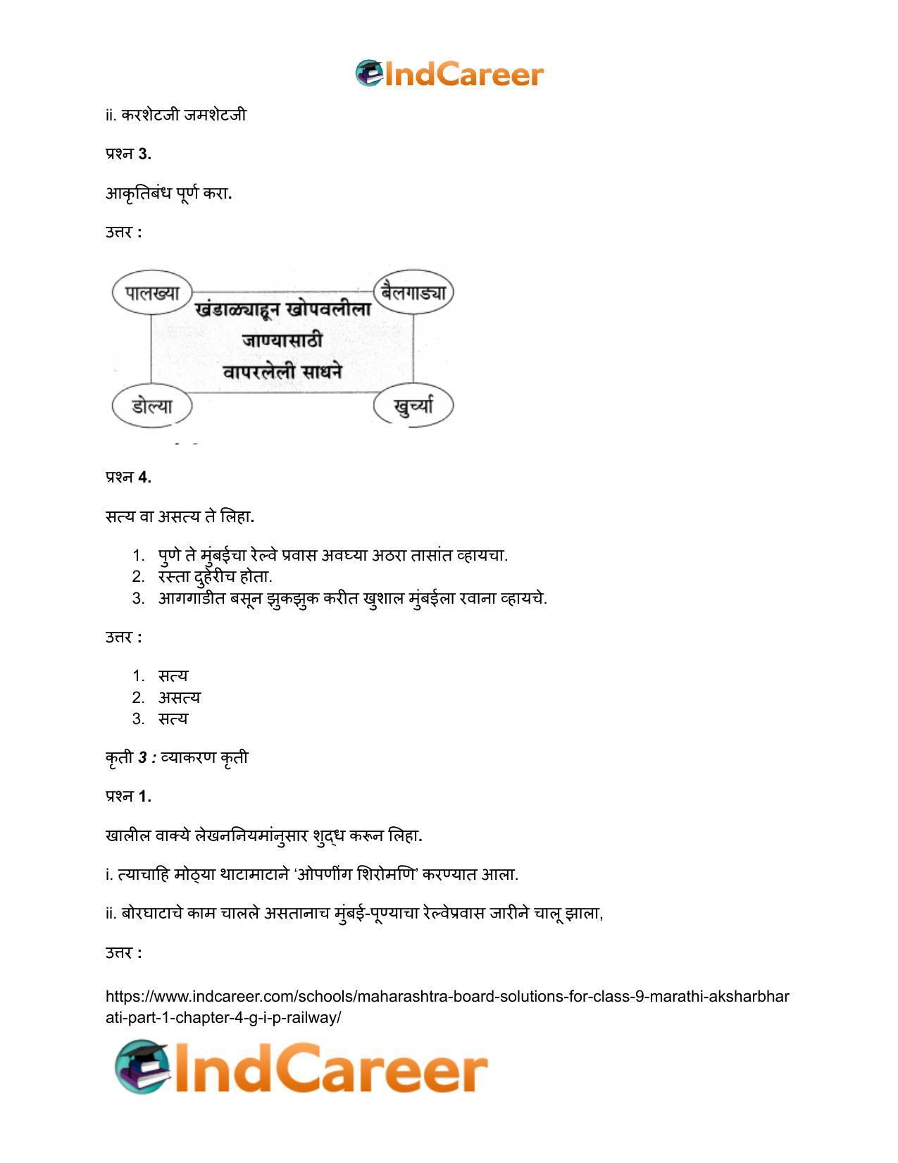 Maharashtra Board Solutions for Class 9- Marathi Aksharbharati (Part- 1): Chapter 4- जी. आय. पी. रेल्वे - Page 36