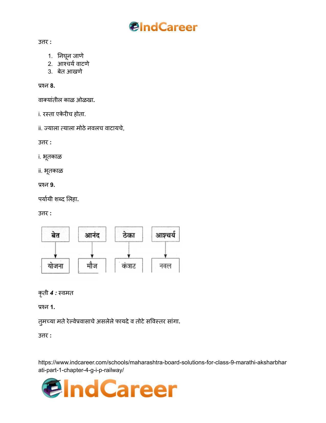 Maharashtra Board Solutions for Class 9- Marathi Aksharbharati (Part- 1): Chapter 4- जी. आय. पी. रेल्वे - Page 39