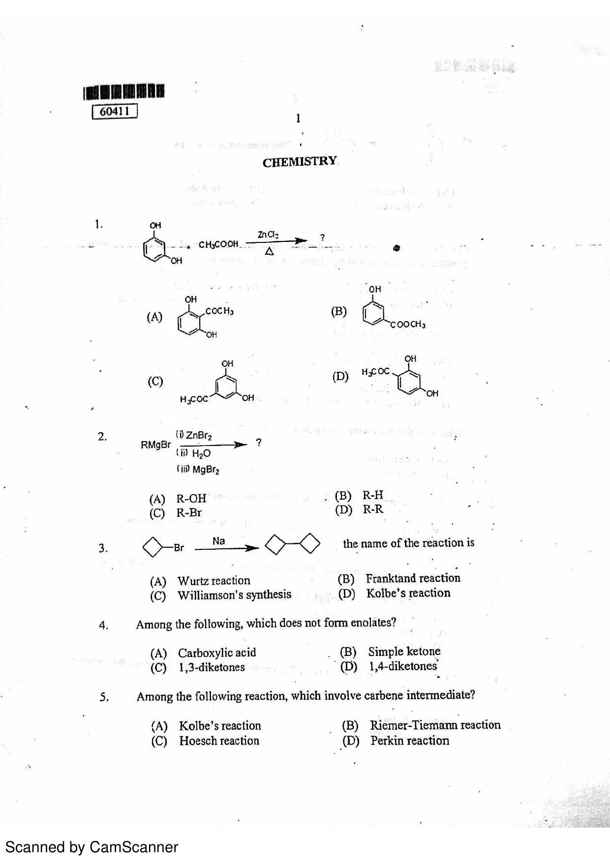 CUSAT CAT 2011 Chemistry Question Paper - Page 2