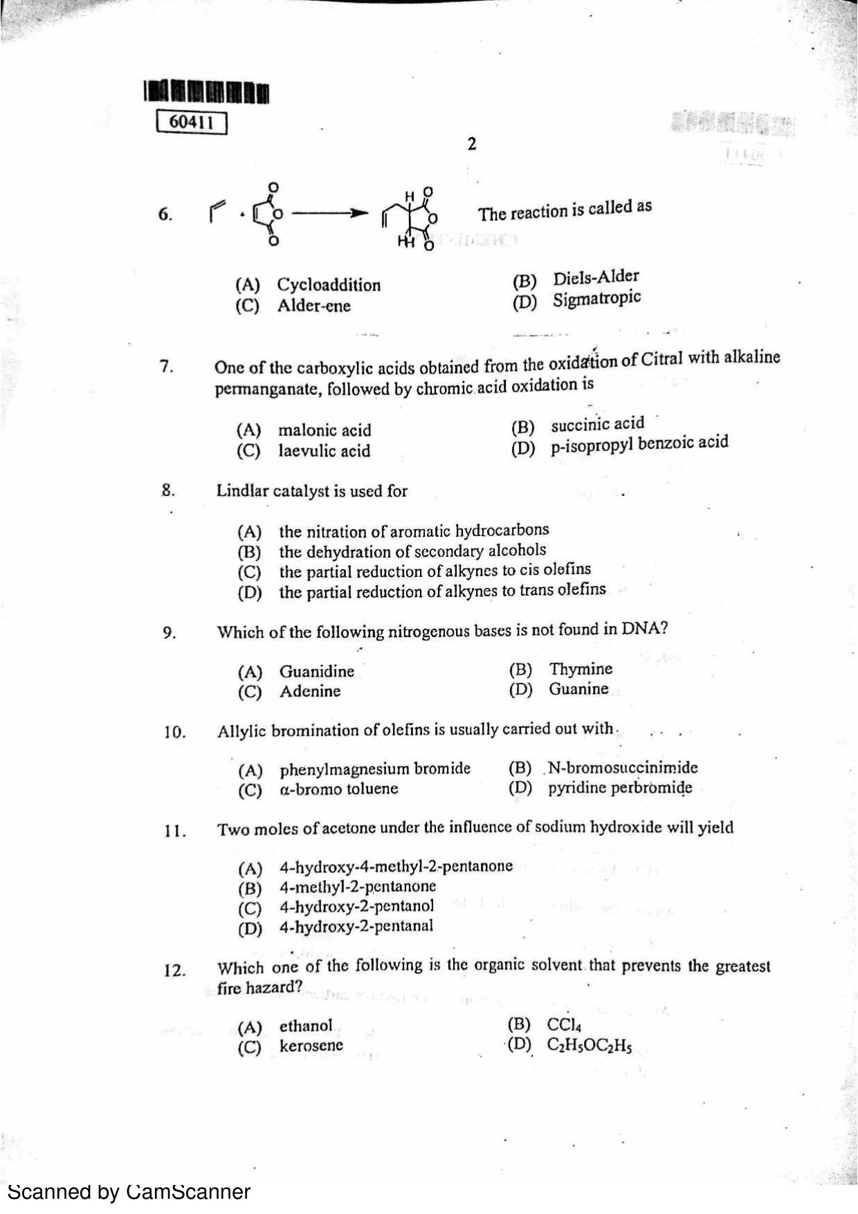 CUSAT CAT 2011 Chemistry Question Paper - Page 3
