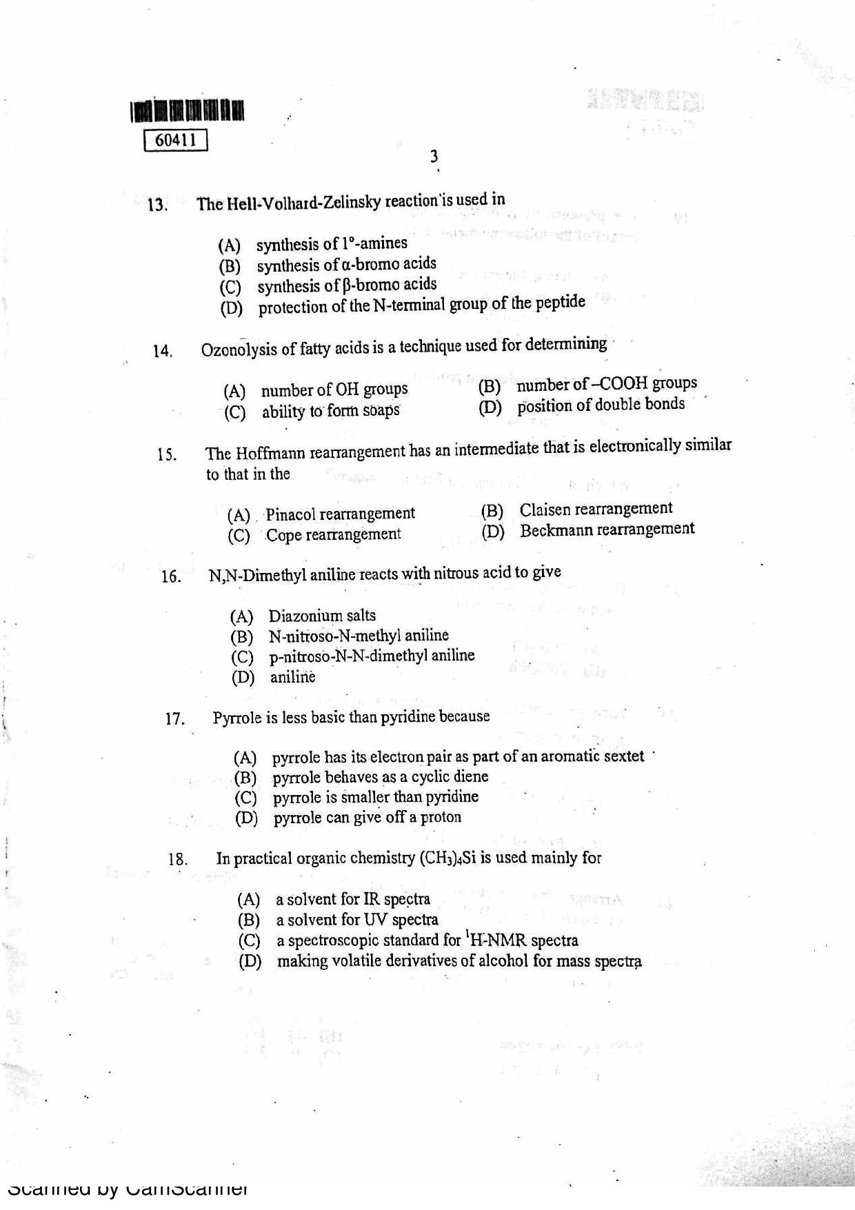 CUSAT CAT 2011 Chemistry Question Paper - Page 4