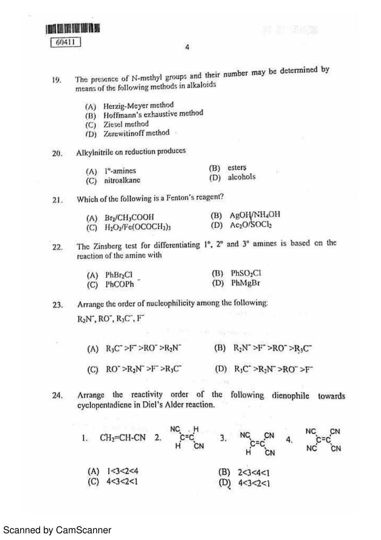 CUSAT CAT 2011 Chemistry Question Paper - Page 5