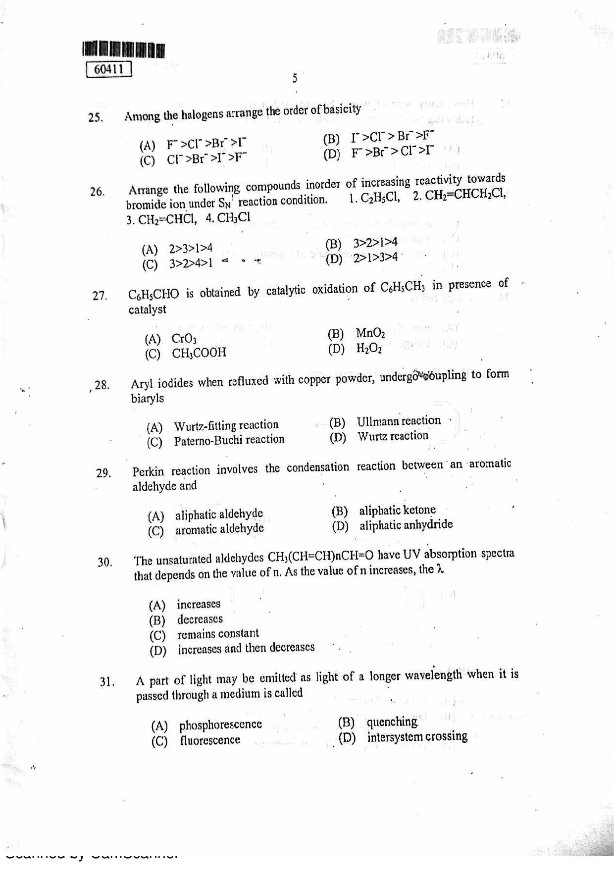 CUSAT CAT 2011 Chemistry Question Paper - Page 6