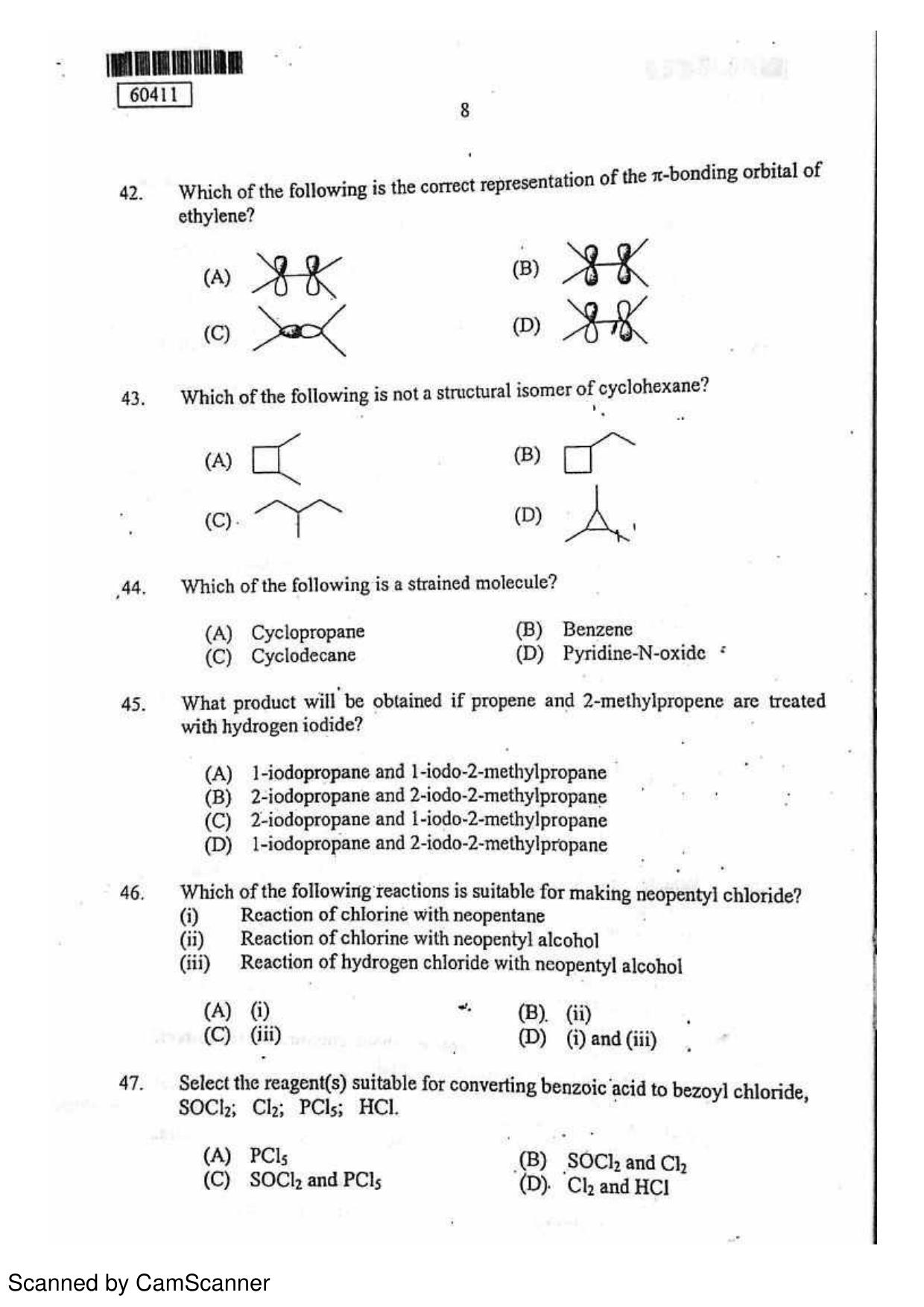 CUSAT CAT 2011 Chemistry Question Paper - Page 9