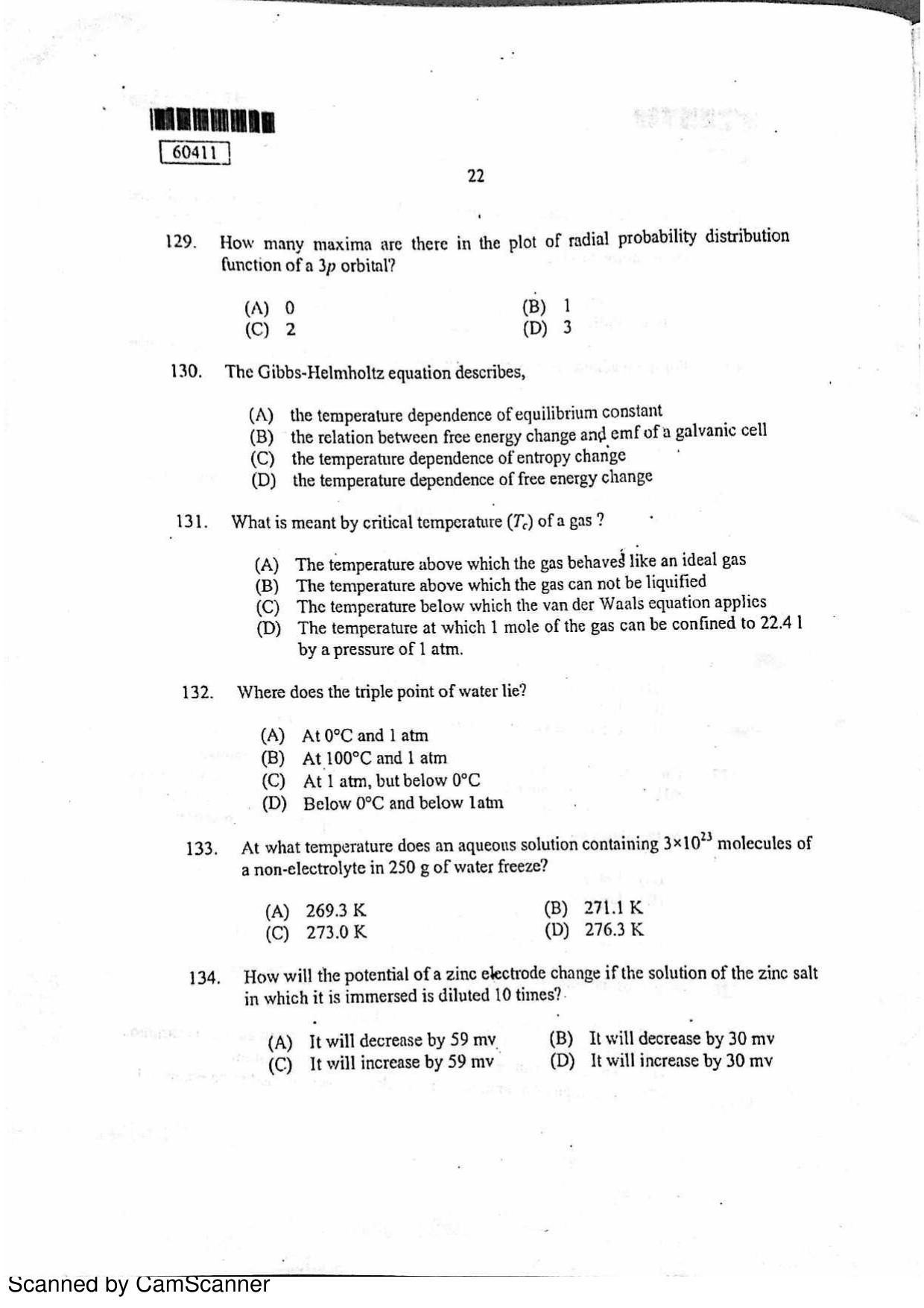 CUSAT CAT 2011 Chemistry Question Paper - Page 23
