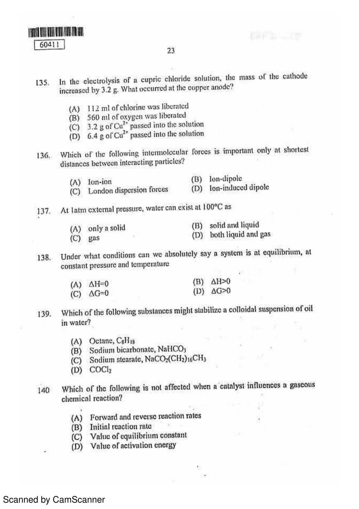 CUSAT CAT 2011 Chemistry Question Paper - Page 24