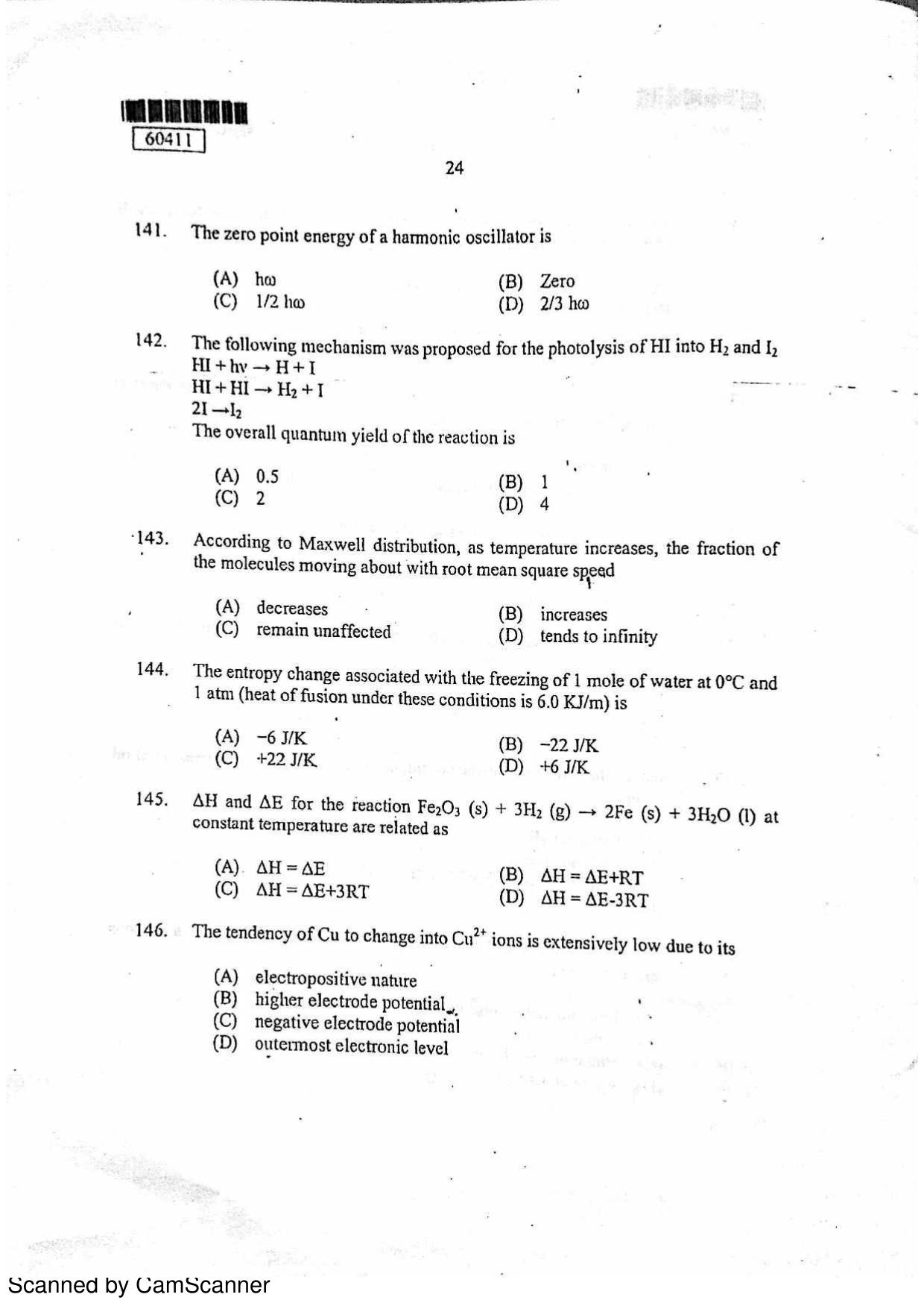 CUSAT CAT 2011 Chemistry Question Paper - Page 25