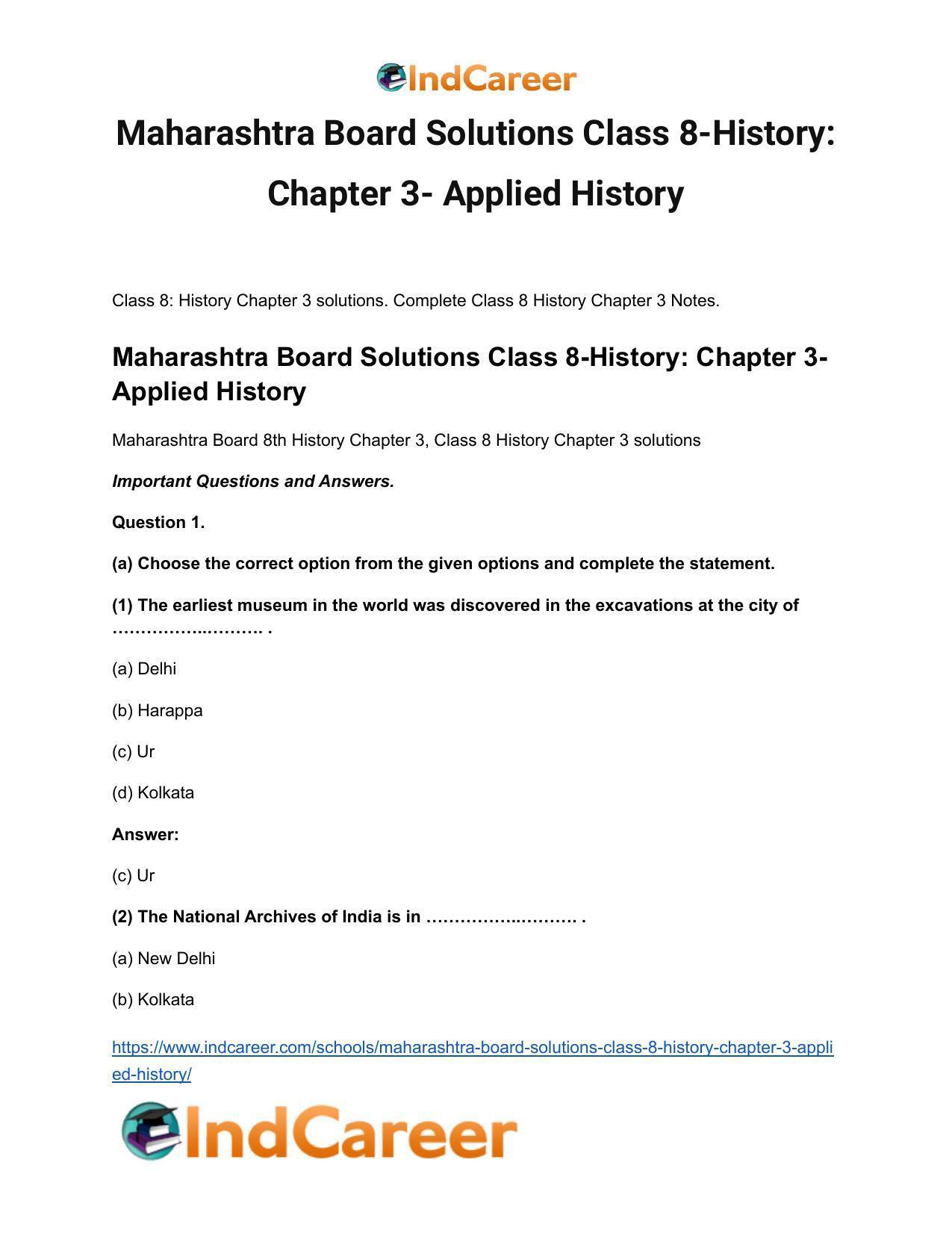 Maharashtra Board Solutions Class 8-History: Chapter 3- Applied History - Page 2