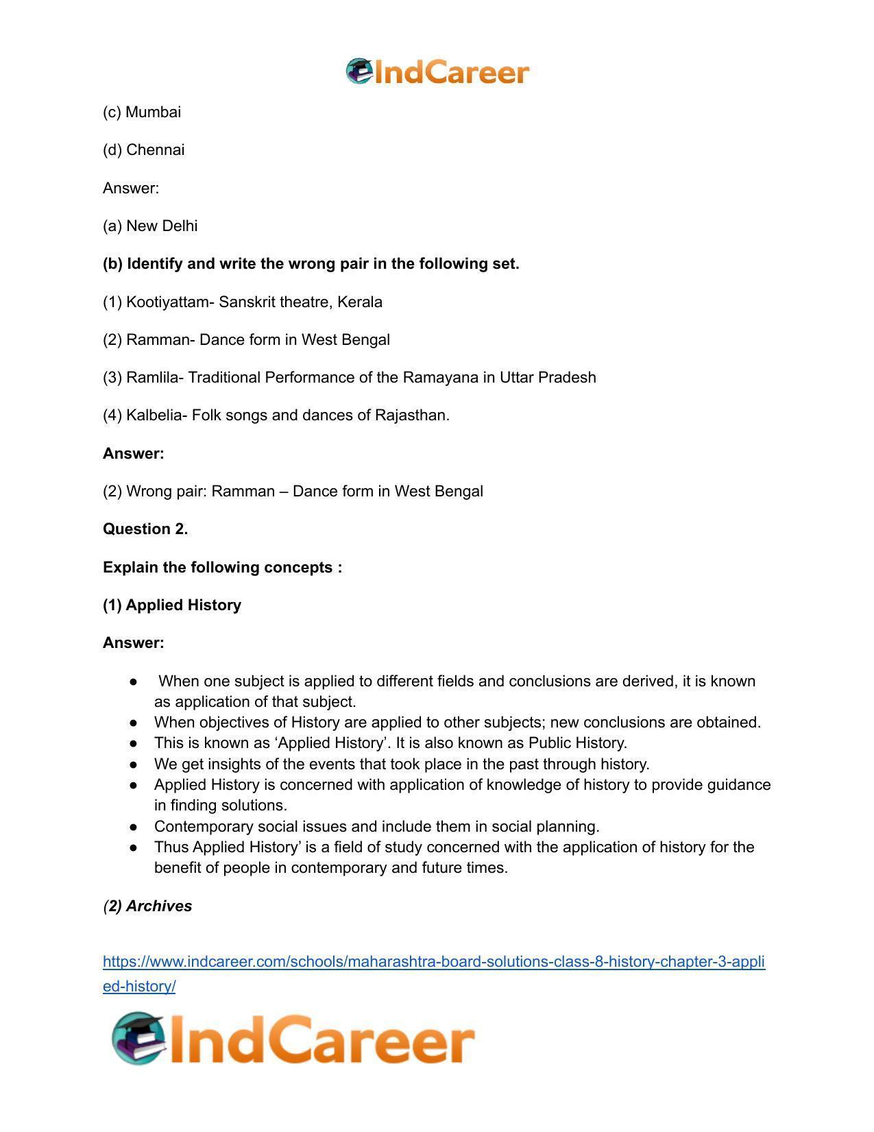 Maharashtra Board Solutions Class 8-History: Chapter 3- Applied History - Page 3