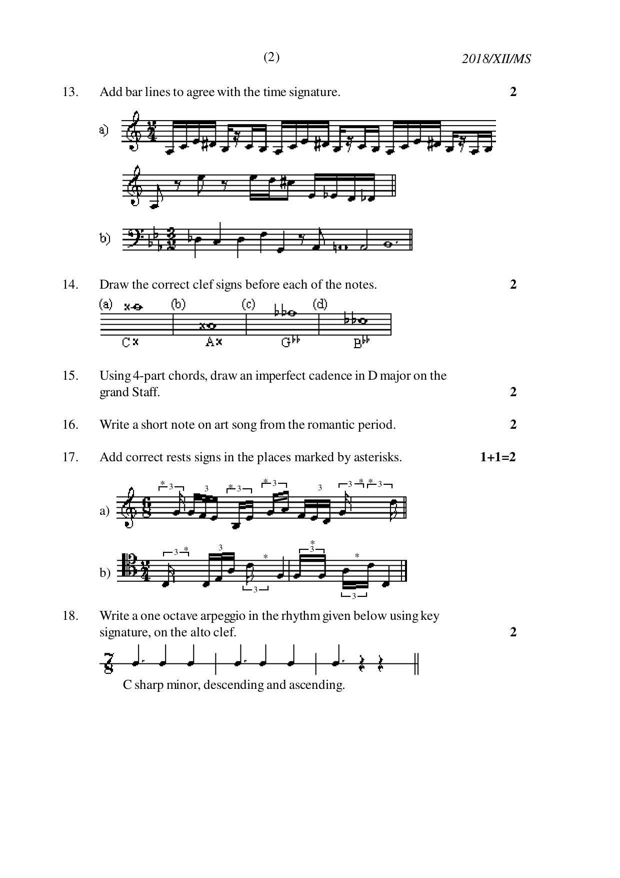 Nagaland Board Class 12 MUSIC 2018 Question Papers - Page 2