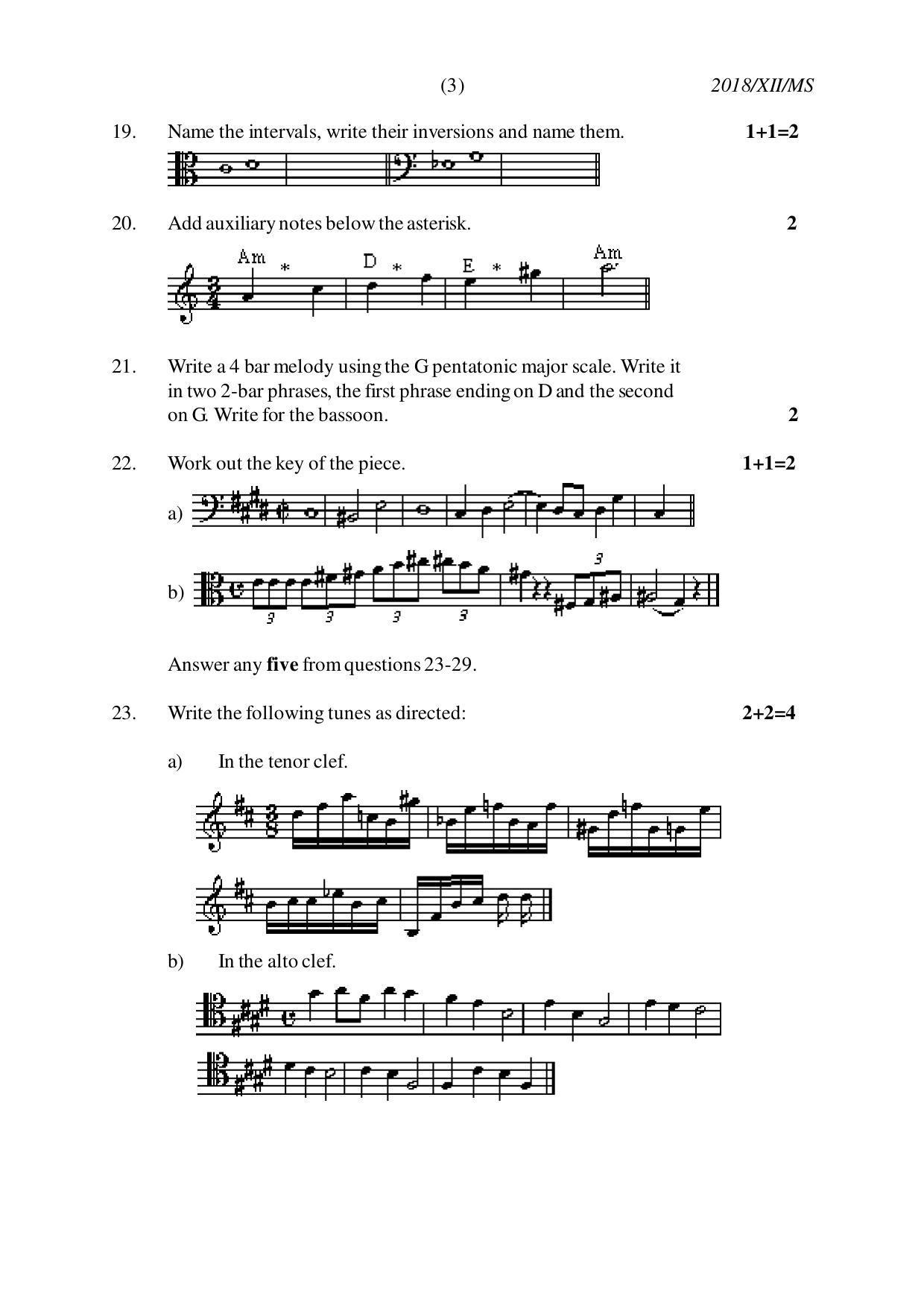 Nagaland Board Class 12 MUSIC 2018 Question Papers - Page 3