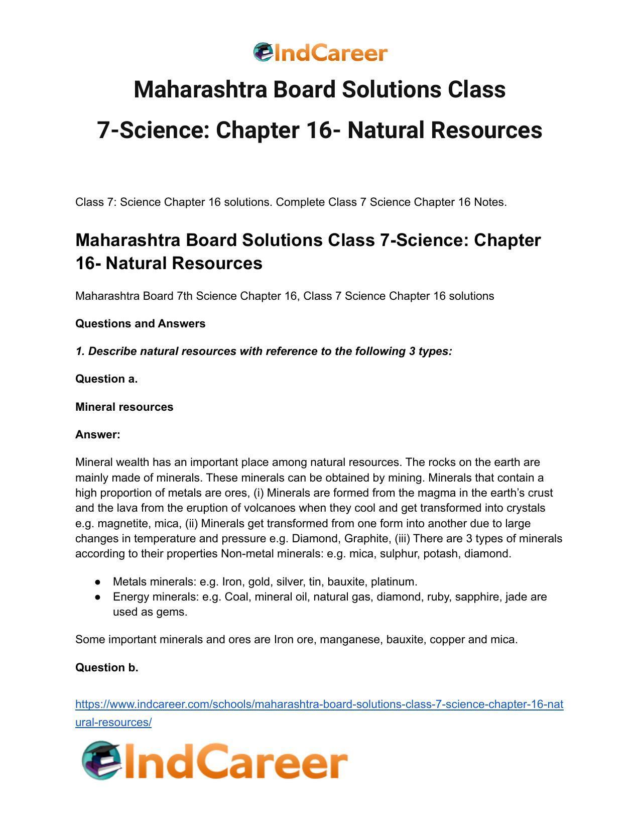 Maharashtra Board Solutions Class 7-Science: Chapter 16- Natural Resources - Page 2