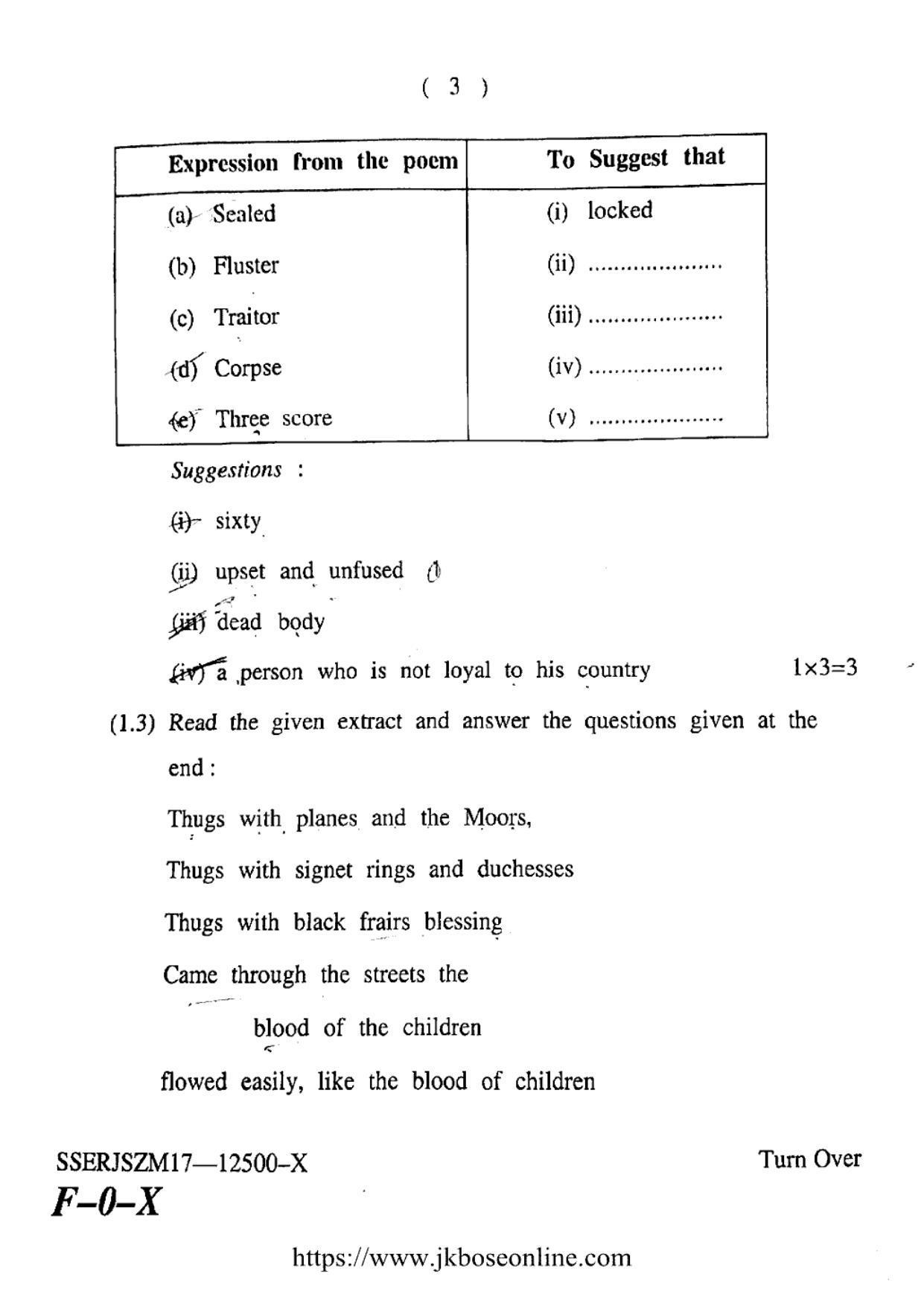 JKBOSE Class 12 English Question Papers 2017 (12500-X) - Page 3