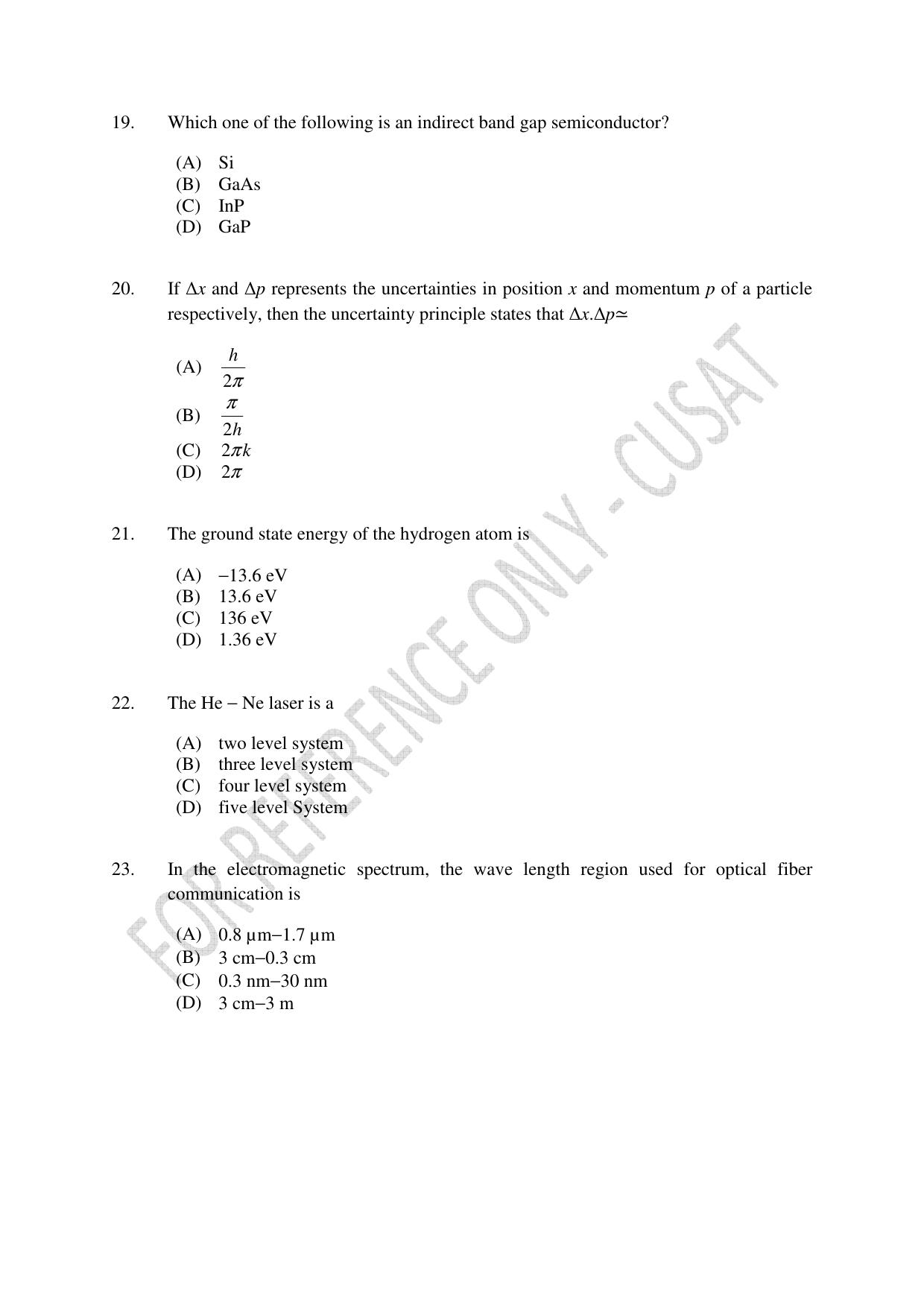 CUSAT CAT 2023 MSC Forensic Science Question Paper - Page 4
