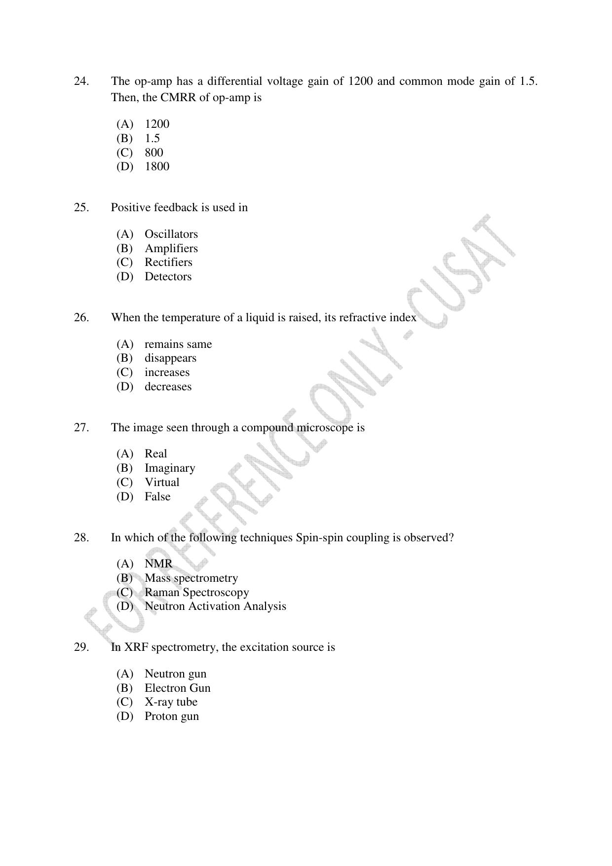 CUSAT CAT 2023 MSC Forensic Science Question Paper - Page 5