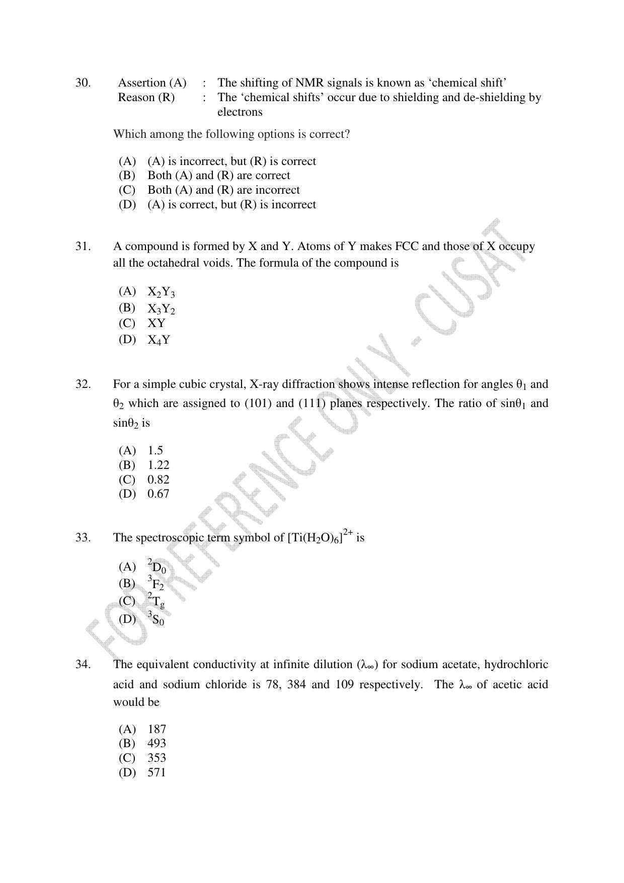 CUSAT CAT 2023 MSC Forensic Science Question Paper - Page 6