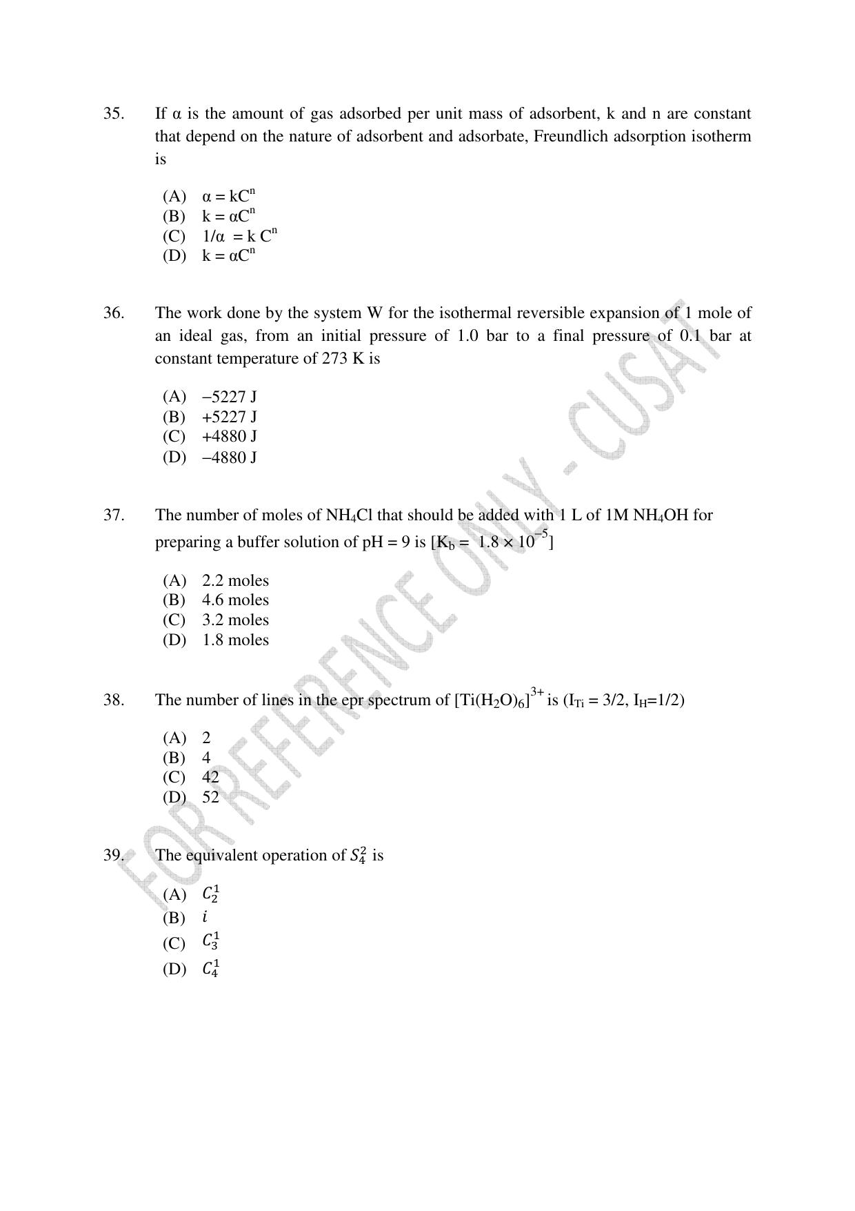 CUSAT CAT 2023 MSC Forensic Science Question Paper - Page 7
