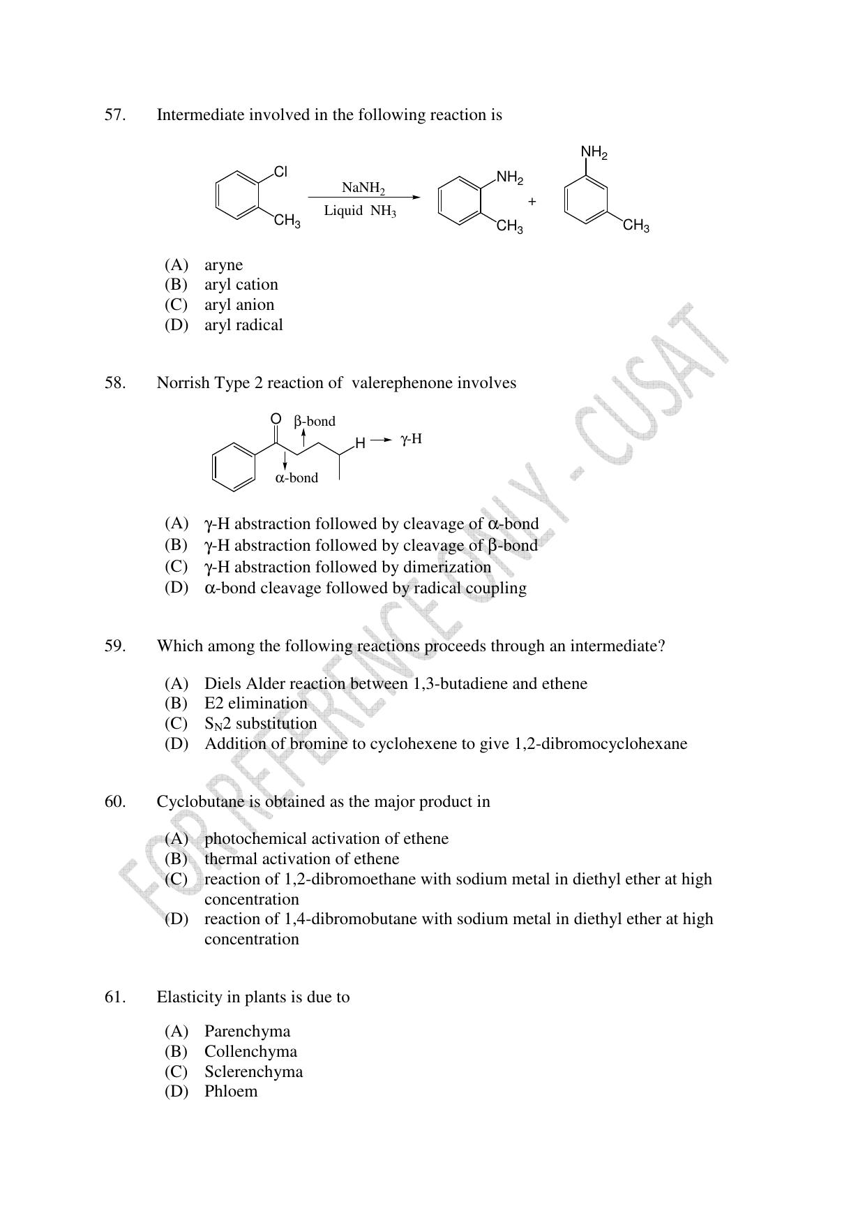 CUSAT CAT 2023 MSC Forensic Science Question Paper - Page 12