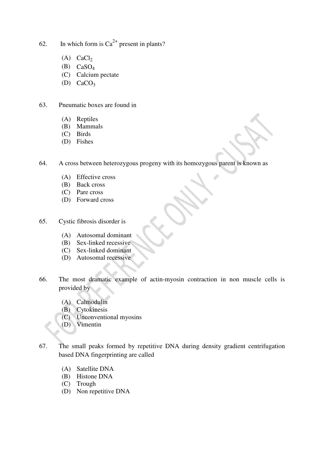 CUSAT CAT 2023 MSC Forensic Science Question Paper - Page 13