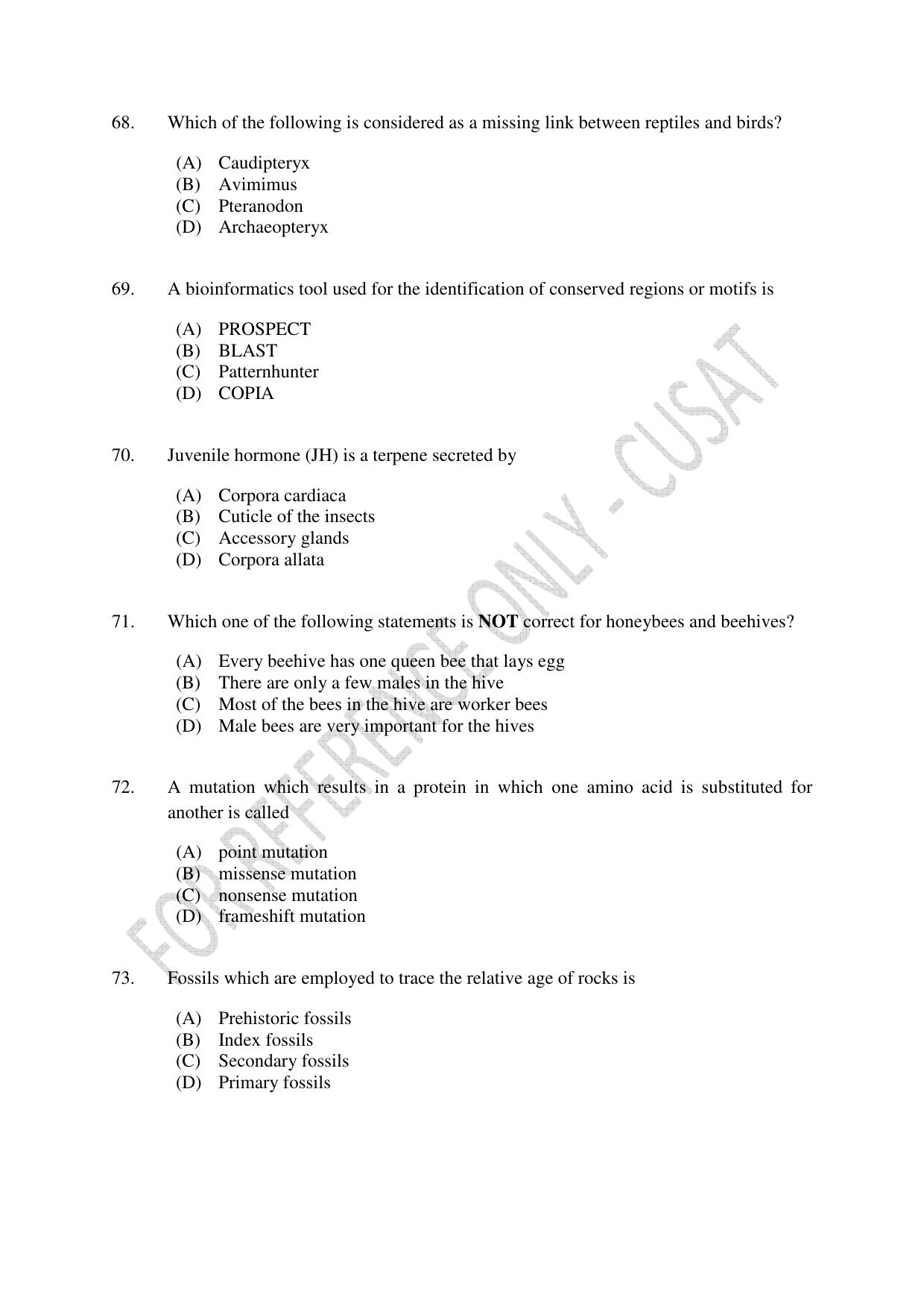 CUSAT CAT 2023 MSC Forensic Science Question Paper - Page 14