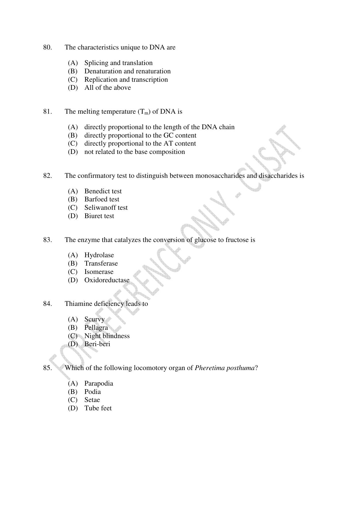CUSAT CAT 2023 MSC Forensic Science Question Paper - Page 16