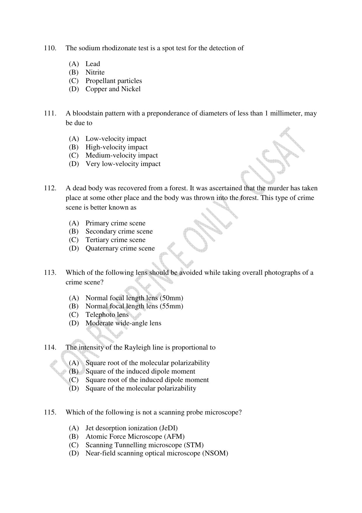 CUSAT CAT 2023 MSC Forensic Science Question Paper - Page 21
