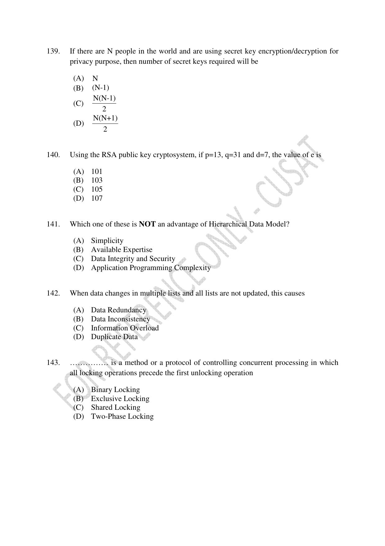 CUSAT CAT 2023 MSC Forensic Science Question Paper - Page 26