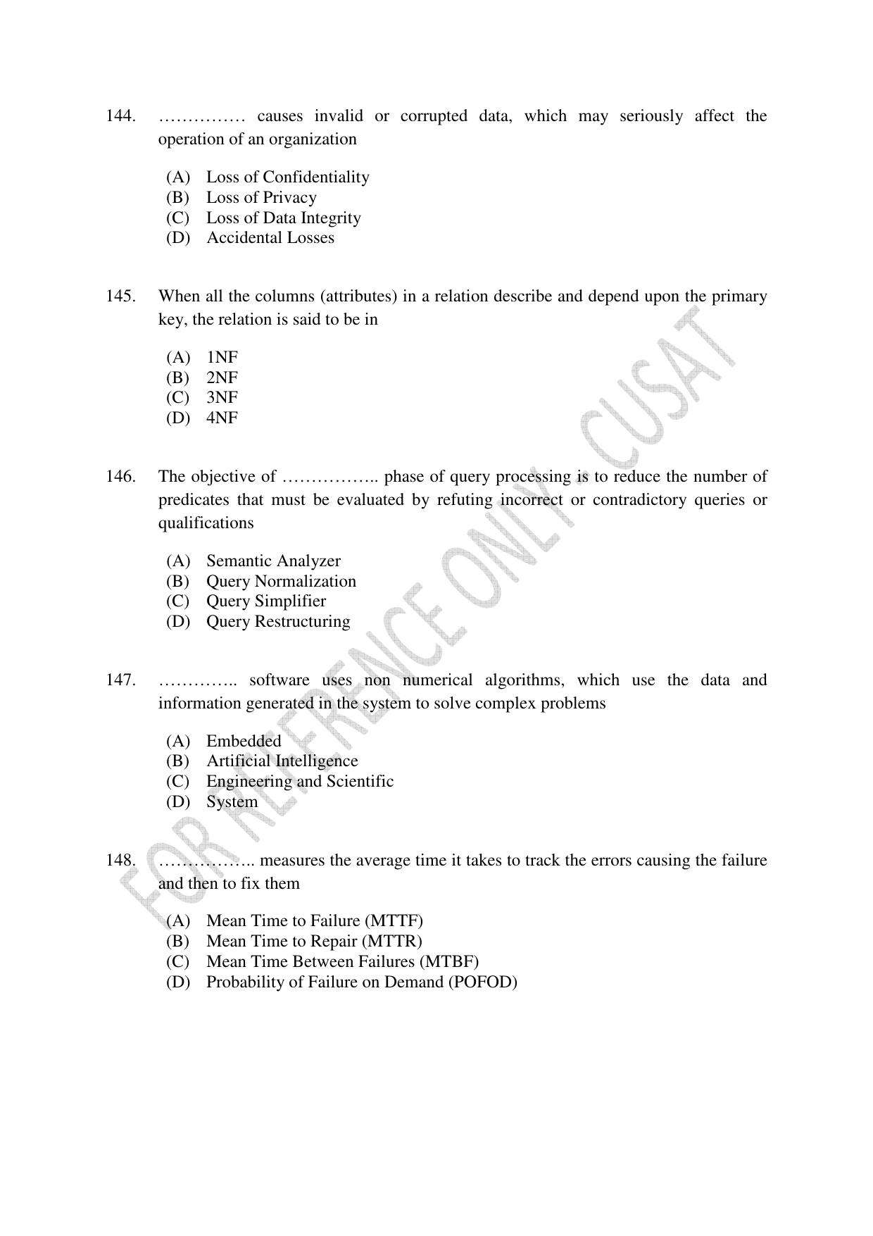 CUSAT CAT 2023 MSC Forensic Science Question Paper - Page 27
