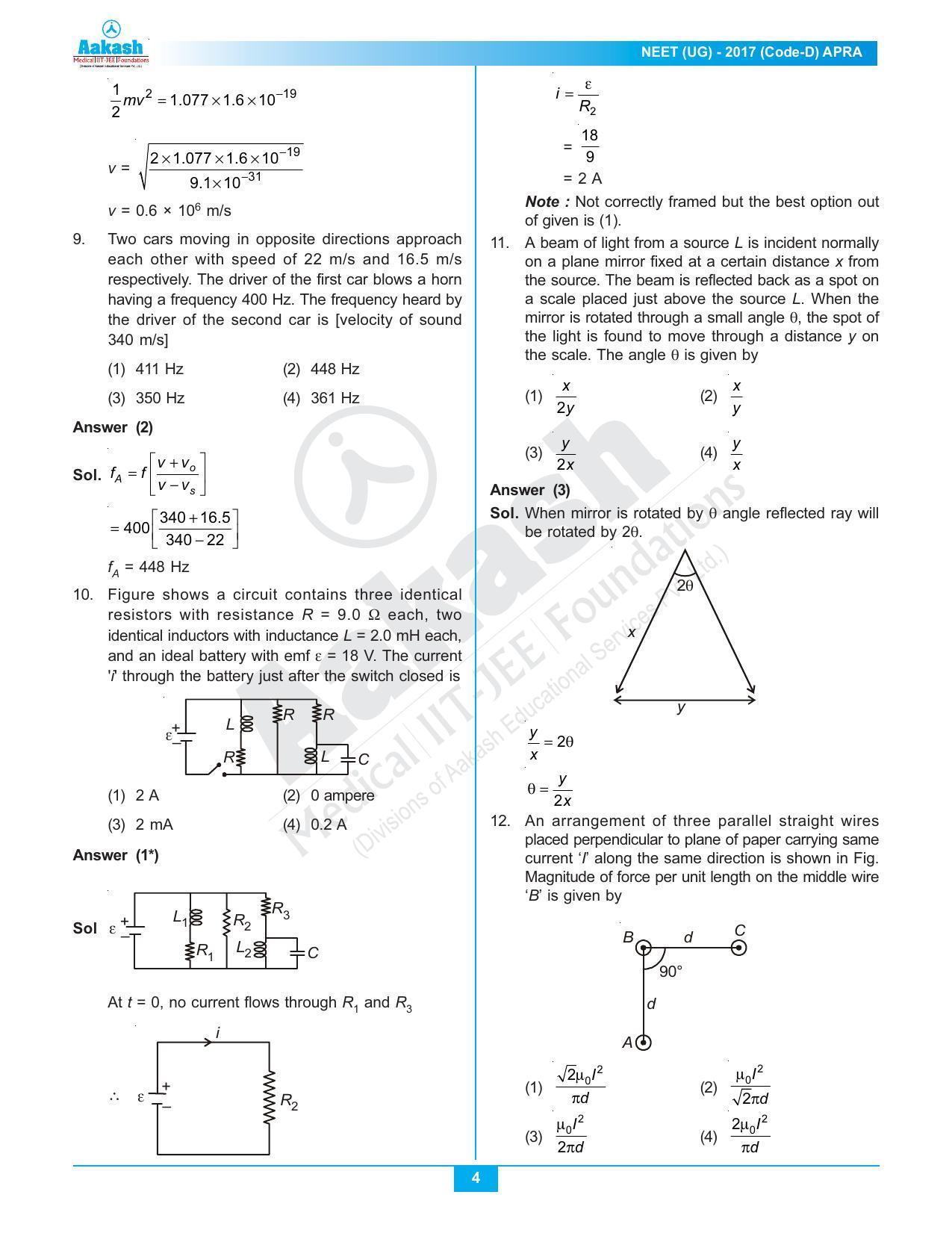  NEET Code D 2017 Answer & Solutions - Page 4