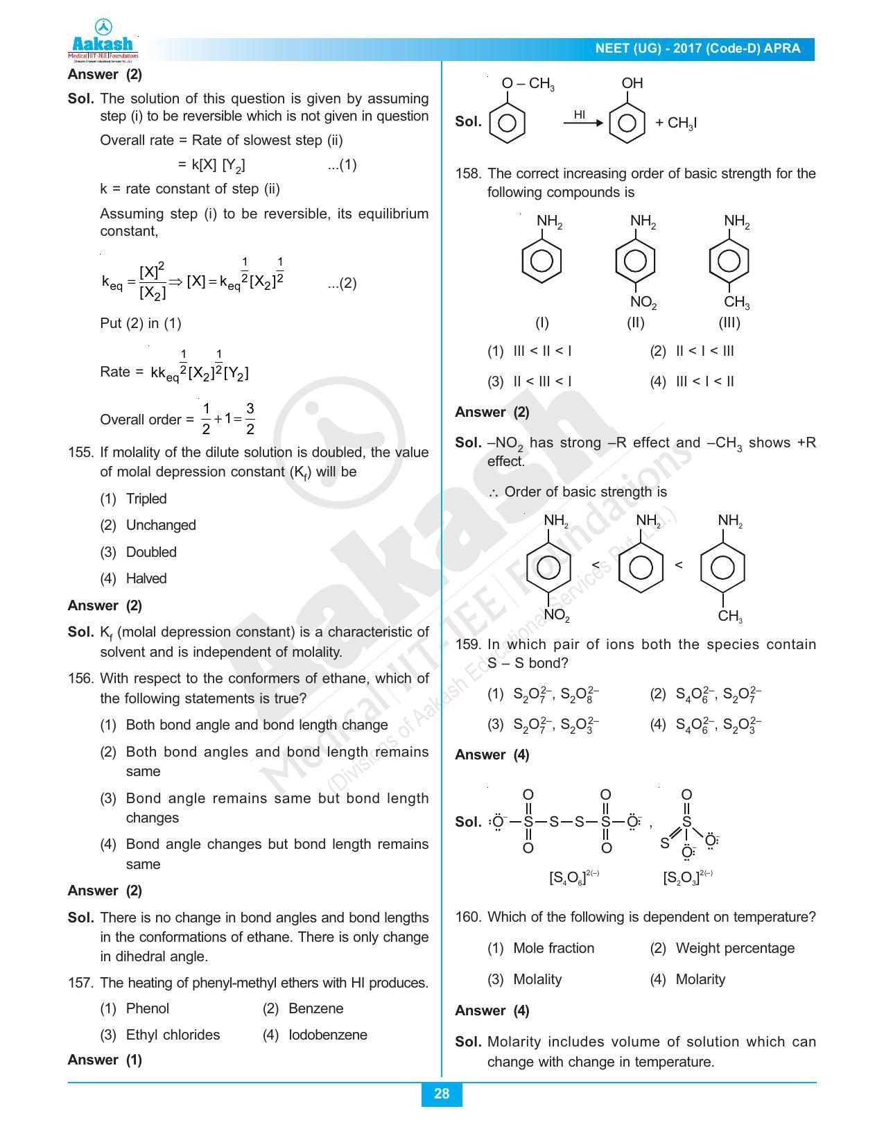  NEET Code D 2017 Answer & Solutions - Page 28