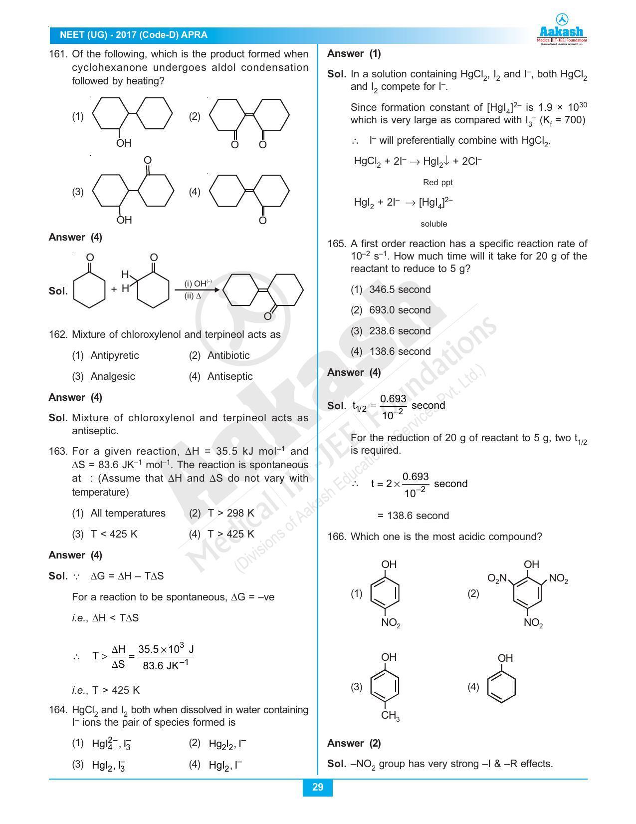  NEET Code D 2017 Answer & Solutions - Page 29