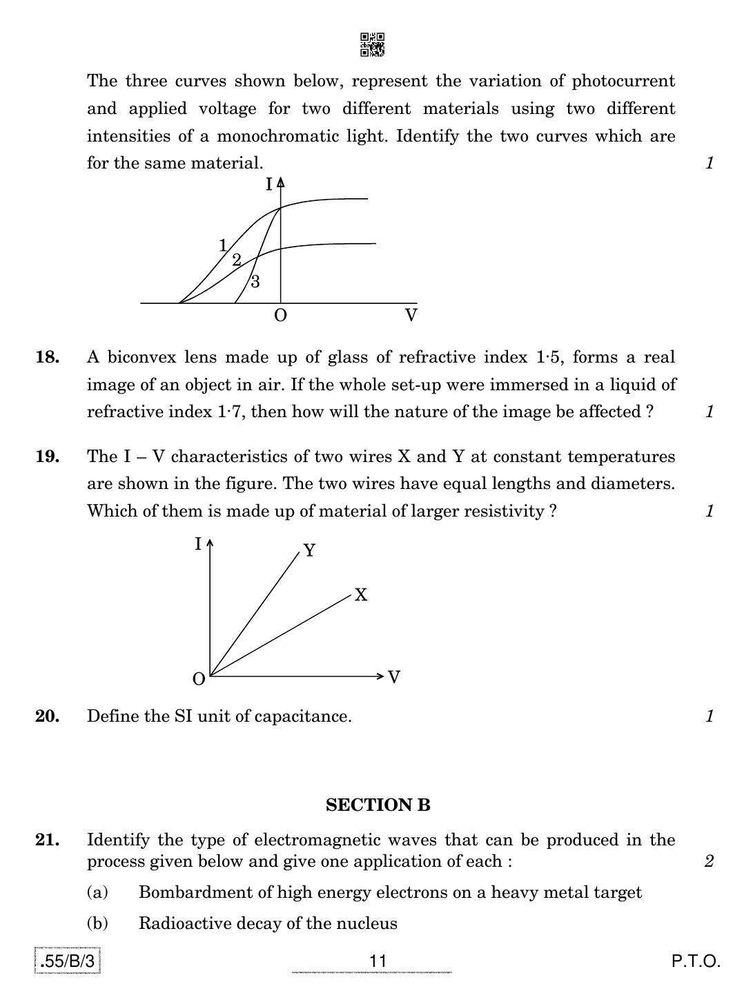 CBSE Class 12 55-C-3 - Physics 2020 Compartment Question Paper - Page 11