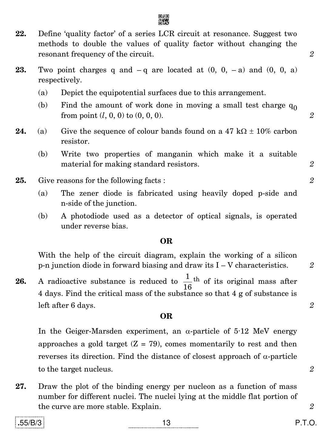 CBSE Class 12 55-C-3 - Physics 2020 Compartment Question Paper - Page 13