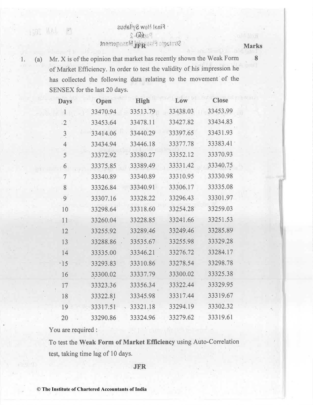 CA Final Jan 2021 Question Paper - Paper 2 – Strategic Financial Management - Page 2