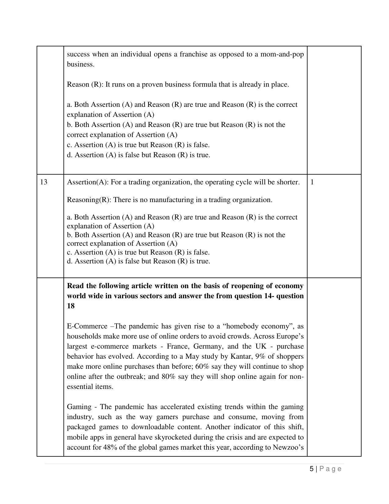 CBSE Class 12 Entrepreneurship Sample Paper 2023 - Page 5