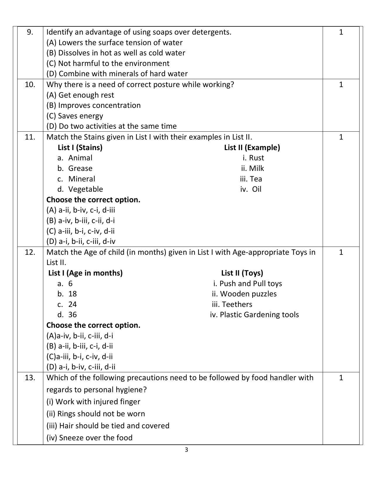 CBSE Class 10 Home Science Sample Paper 2025 - Page 3