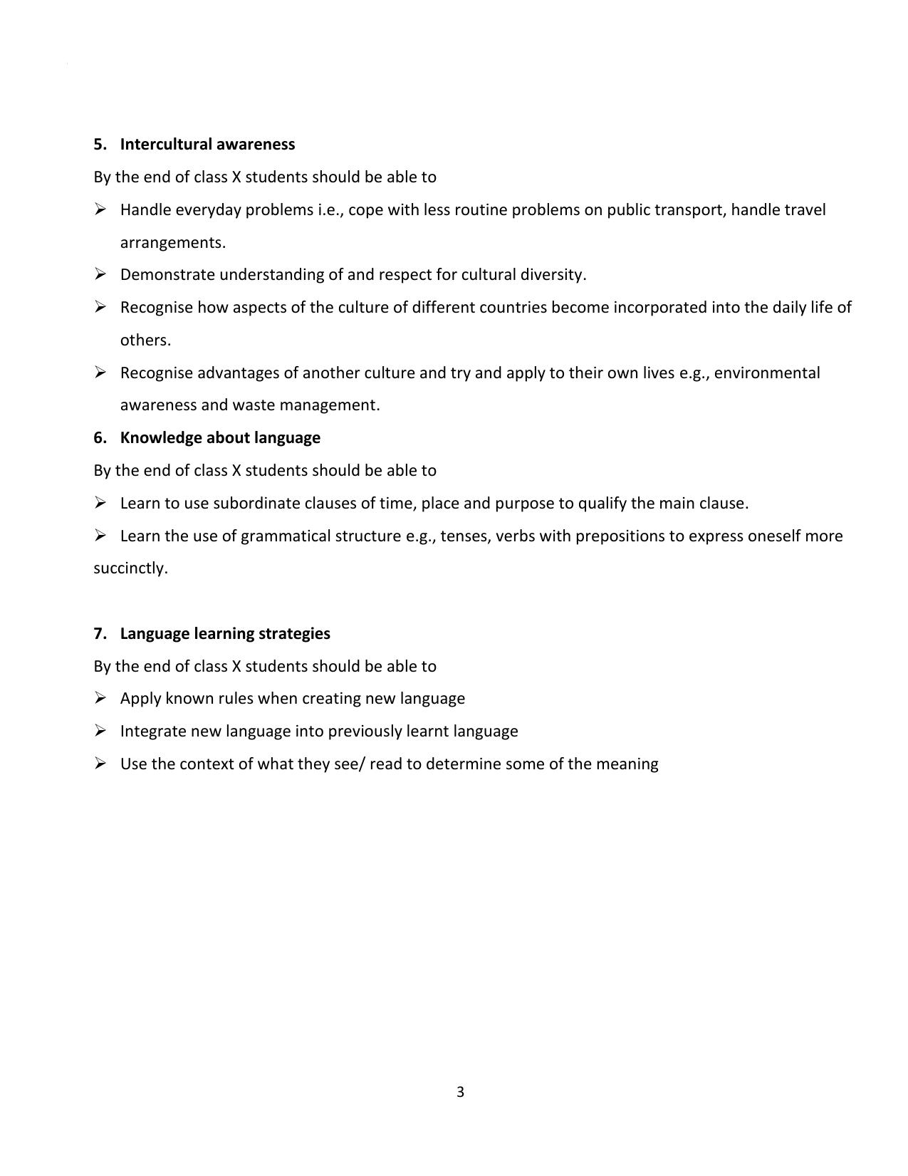 CBSE Class IX & X German Syllabus - Page 3