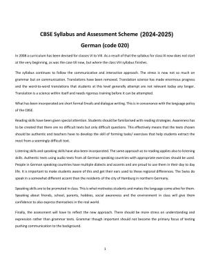 CBSE Class IX & X German Syllabus
