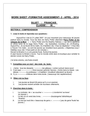 CBSE Worksheets for Class 9 French Assignment 3
