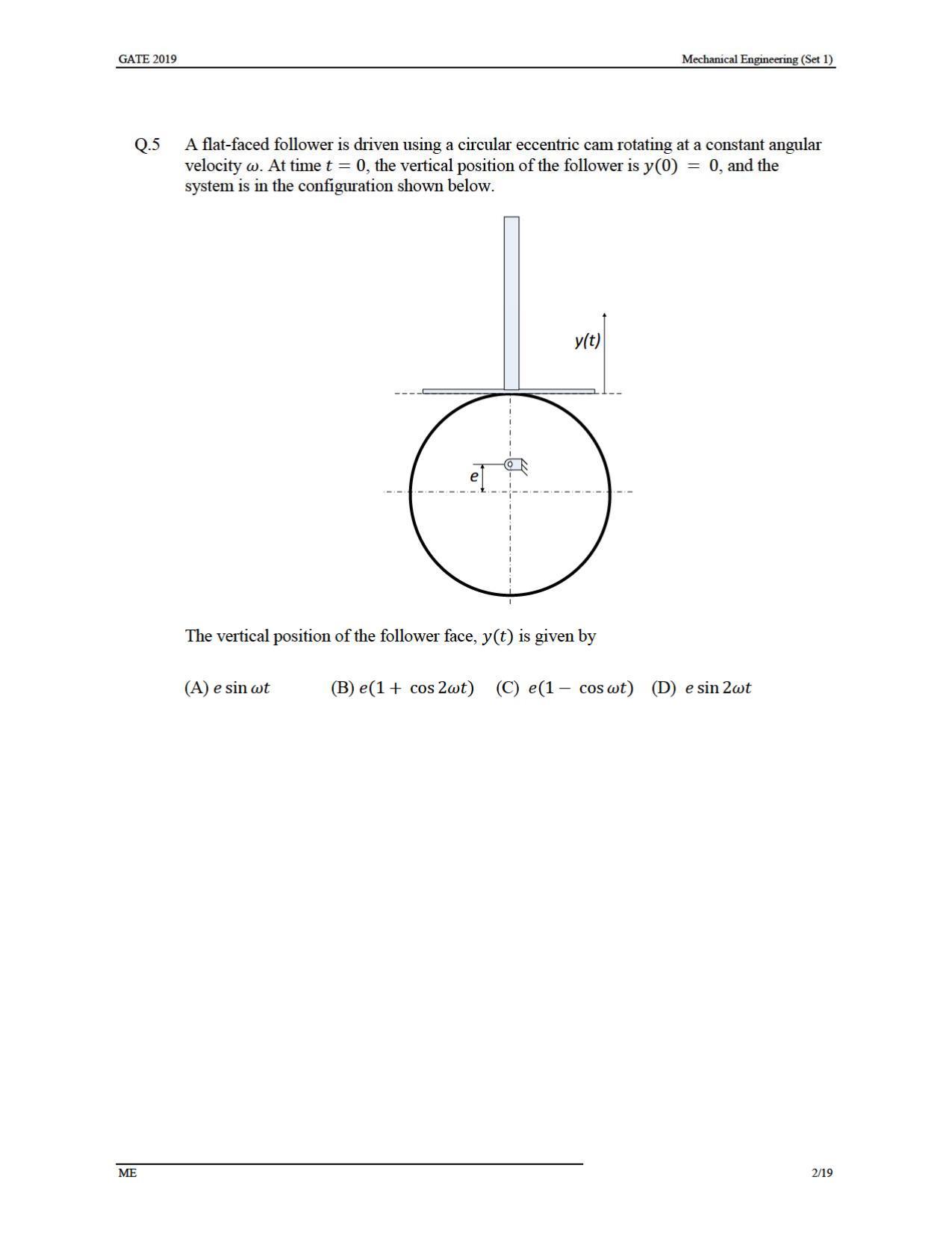 GATE 2019 Mechanical Engineering (ME) Question Paper - Page 6
