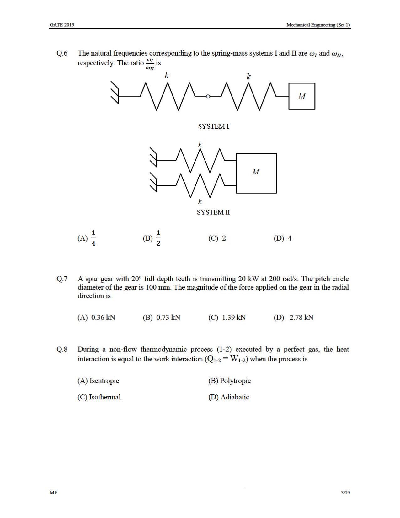GATE 2019 Mechanical Engineering (ME) Question Paper - Page 7
