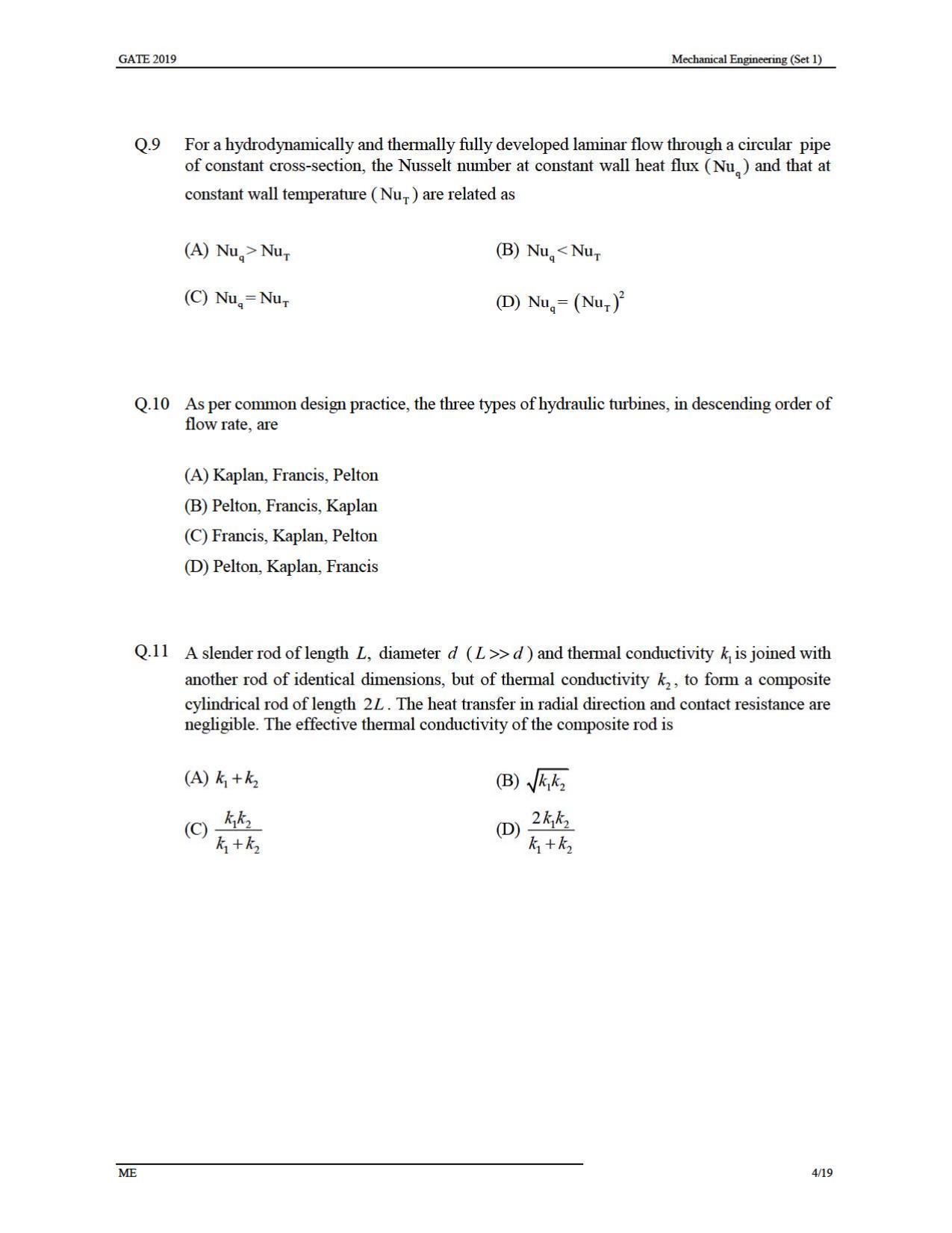 GATE 2019 Mechanical Engineering (ME) Question Paper - Page 8
