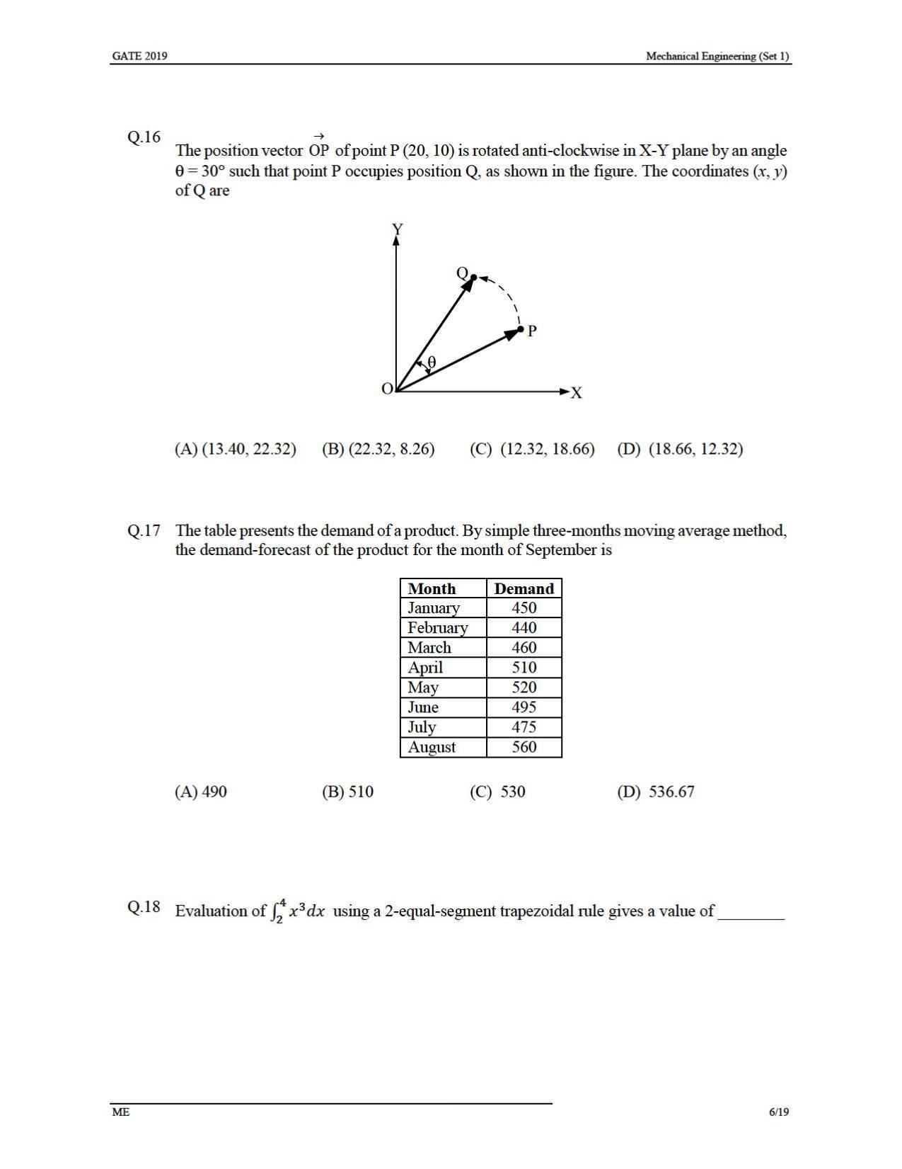GATE 2019 Mechanical Engineering (ME) Question Paper - Page 10