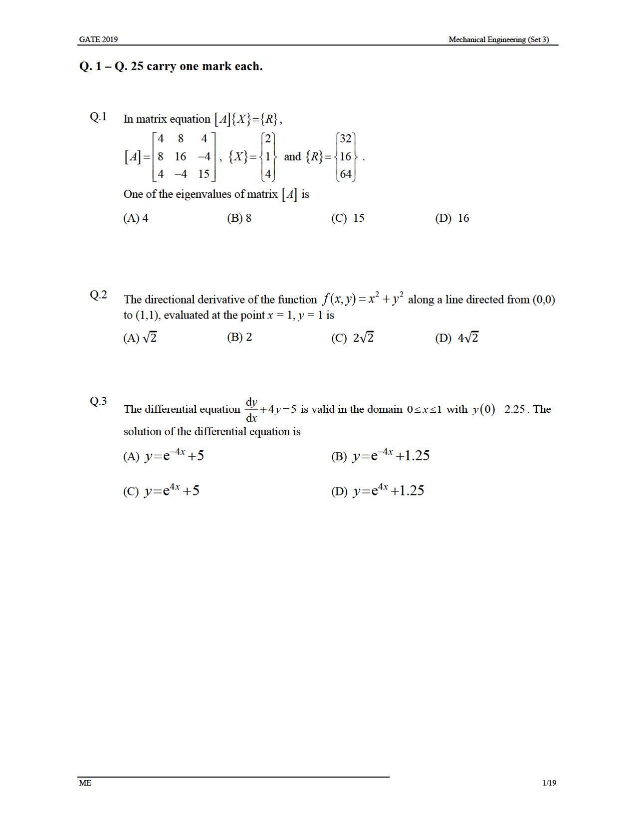 GATE 2019 Mechanical Engineering (ME) Question Paper - Page 31