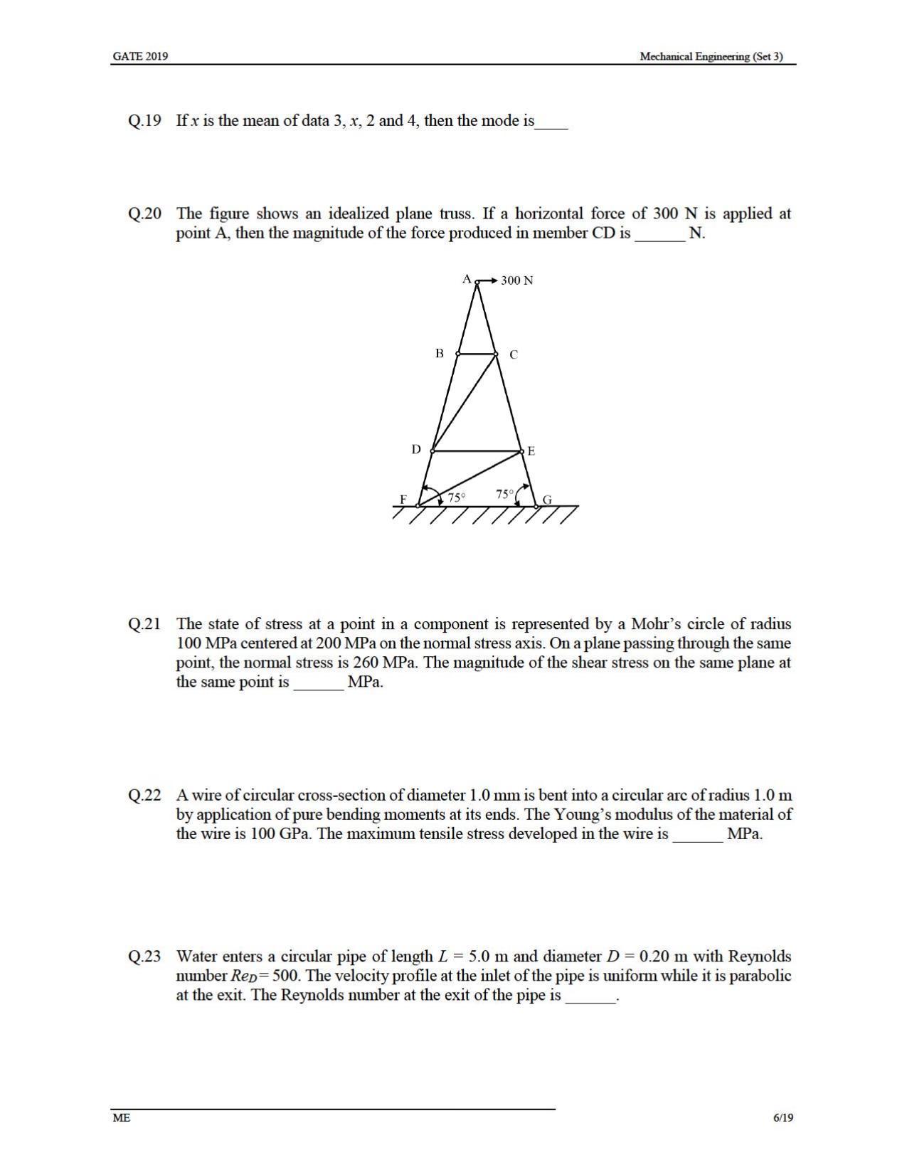 GATE 2019 Mechanical Engineering (ME) Question Paper - Page 36