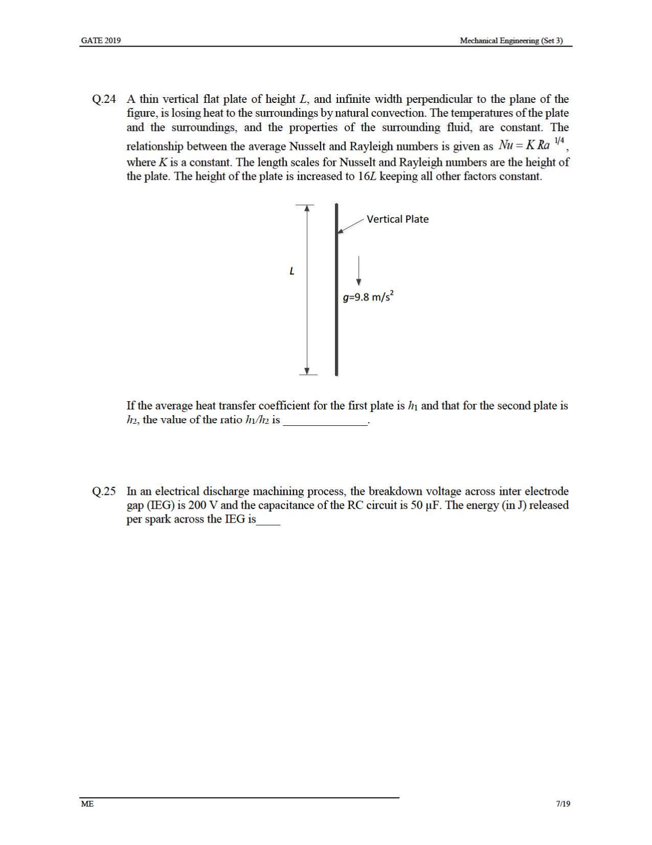 GATE 2019 Mechanical Engineering (ME) Question Paper - Page 37