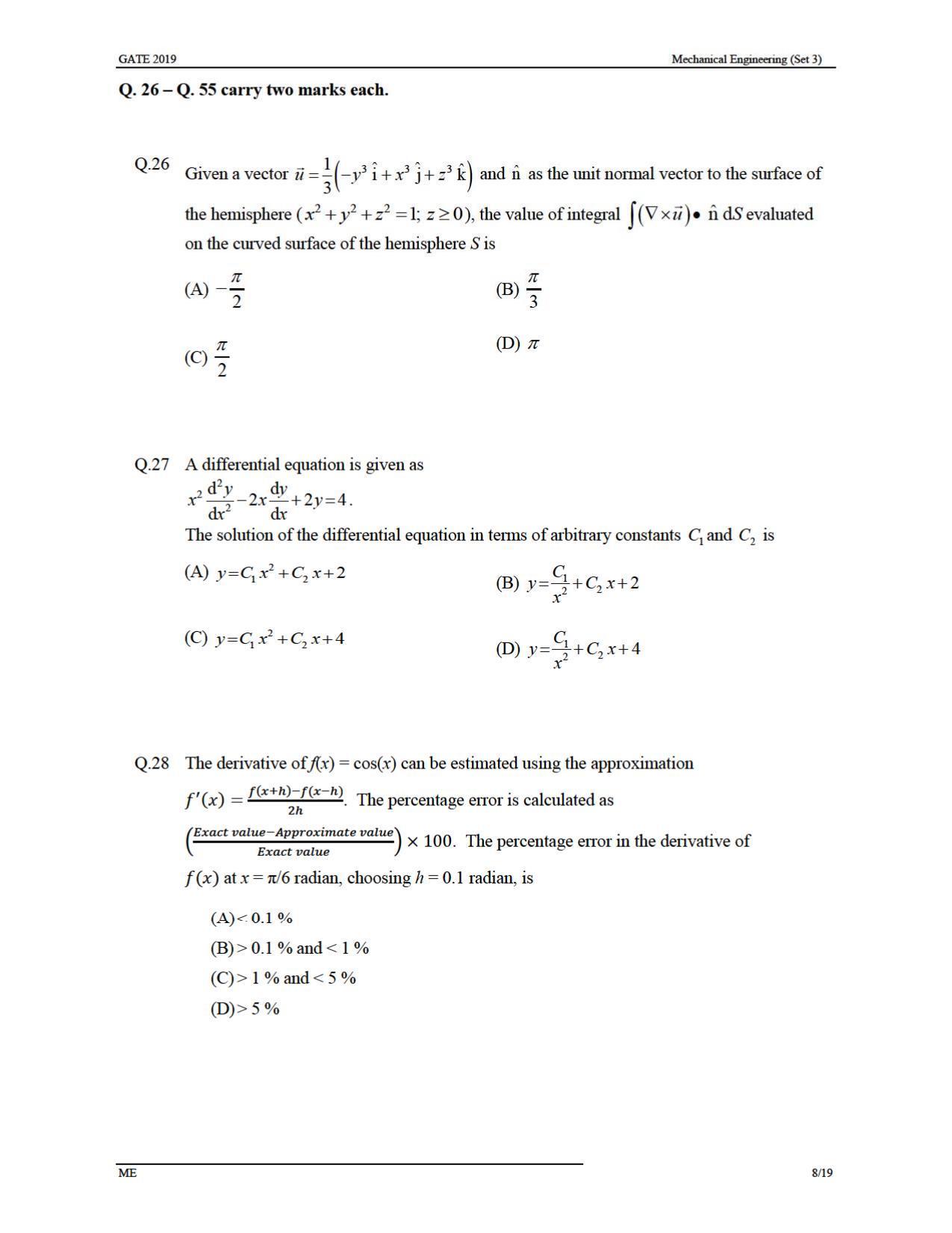 GATE 2019 Mechanical Engineering (ME) Question Paper - Page 38