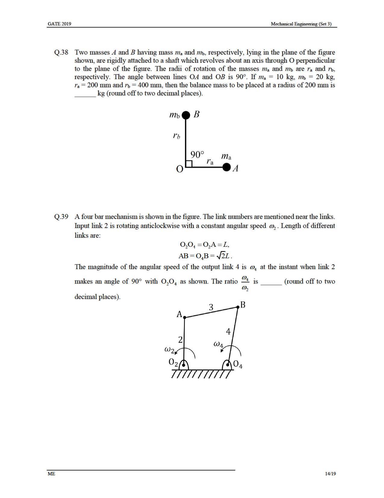 GATE 2019 Mechanical Engineering (ME) Question Paper - Page 44