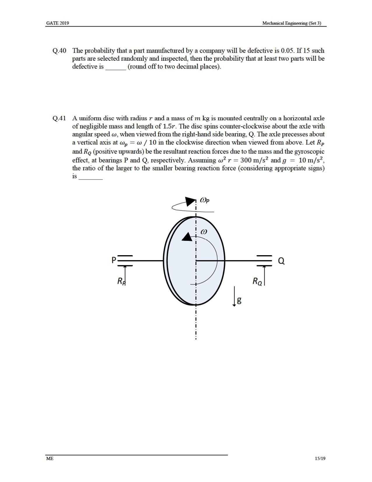 GATE 2019 Mechanical Engineering (ME) Question Paper - Page 45